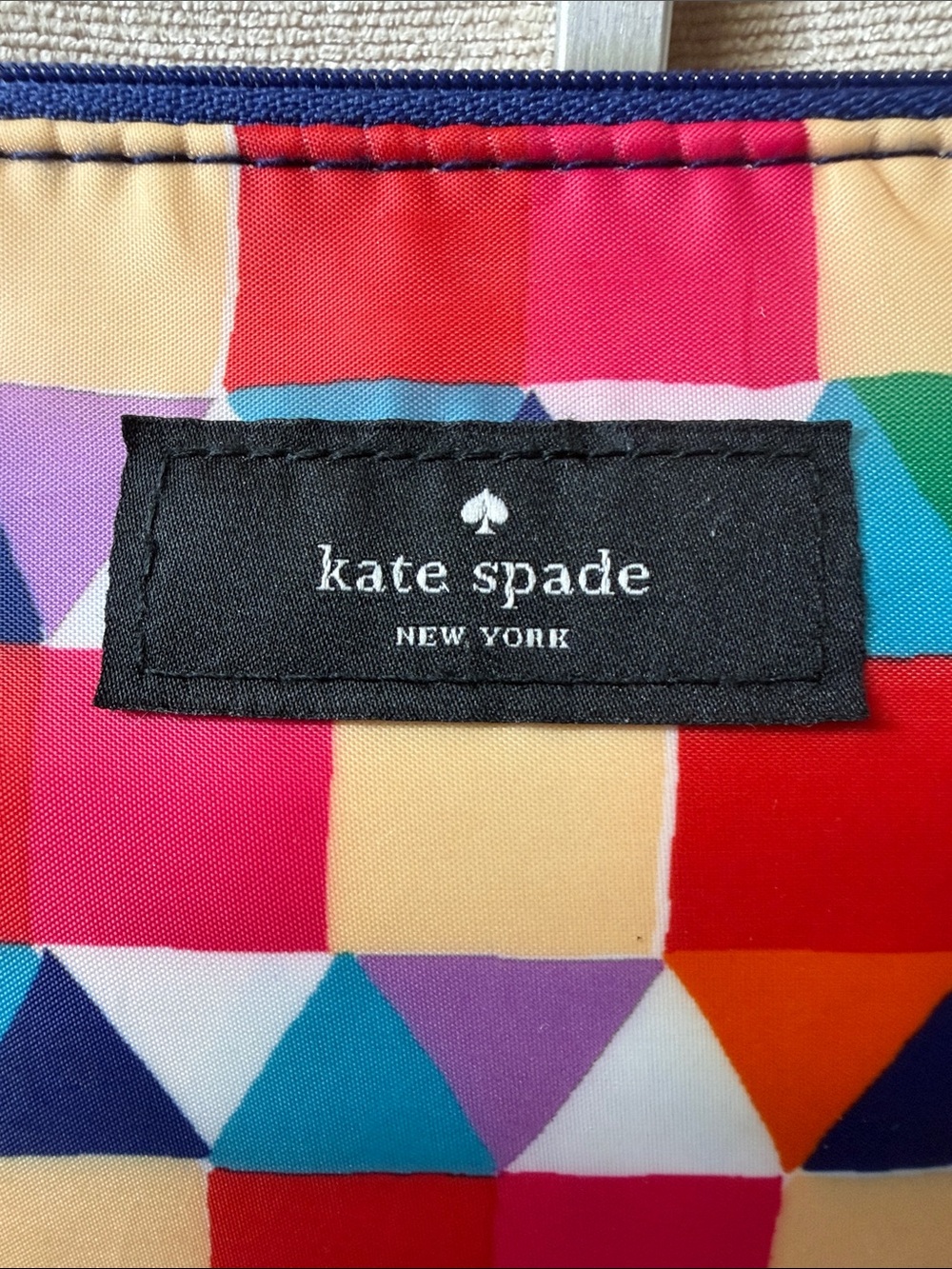 kate spade Multicolor Geometric Cosmetic Pouch - Navy Trim - Picture 3 of 11